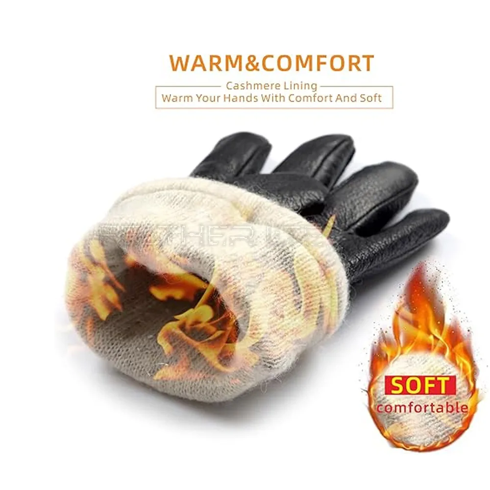 Изготовленные на заказ хороший материал зимний сезон кожаные перчатки однотонные мужские Модные