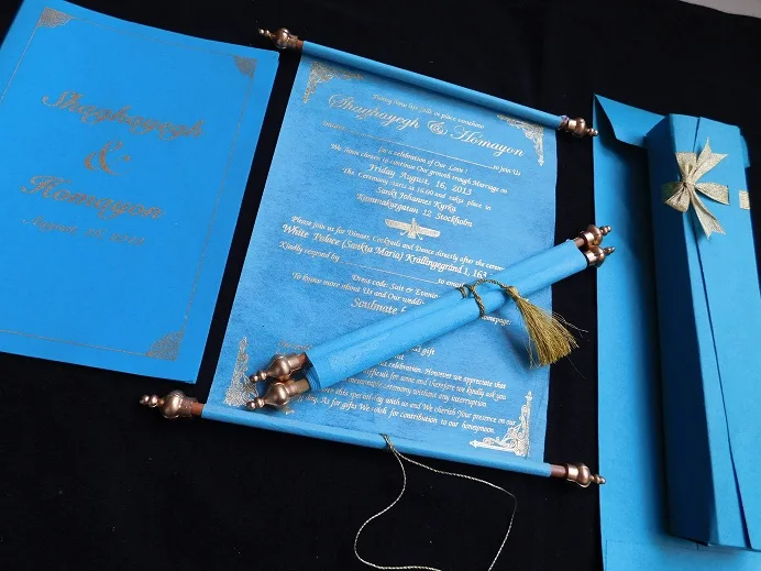 Custom Printed Scroll Invitses for Quincera Celebratons, bar and Bat Mitzvah