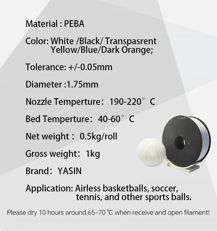 Transparent Color PEBA Filament - Flexitough 3D Printing