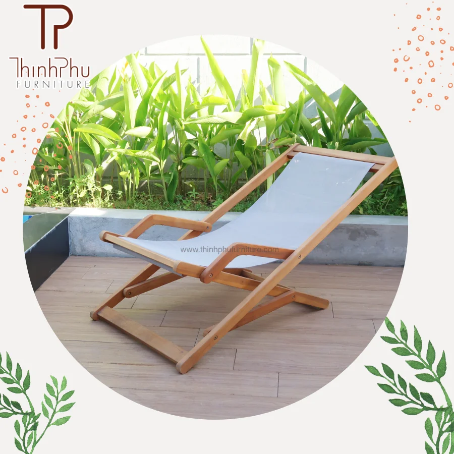High Quality Beach Lounger Sun Lounger Bed Outdoor Furniture Wood Furniture Vietnam