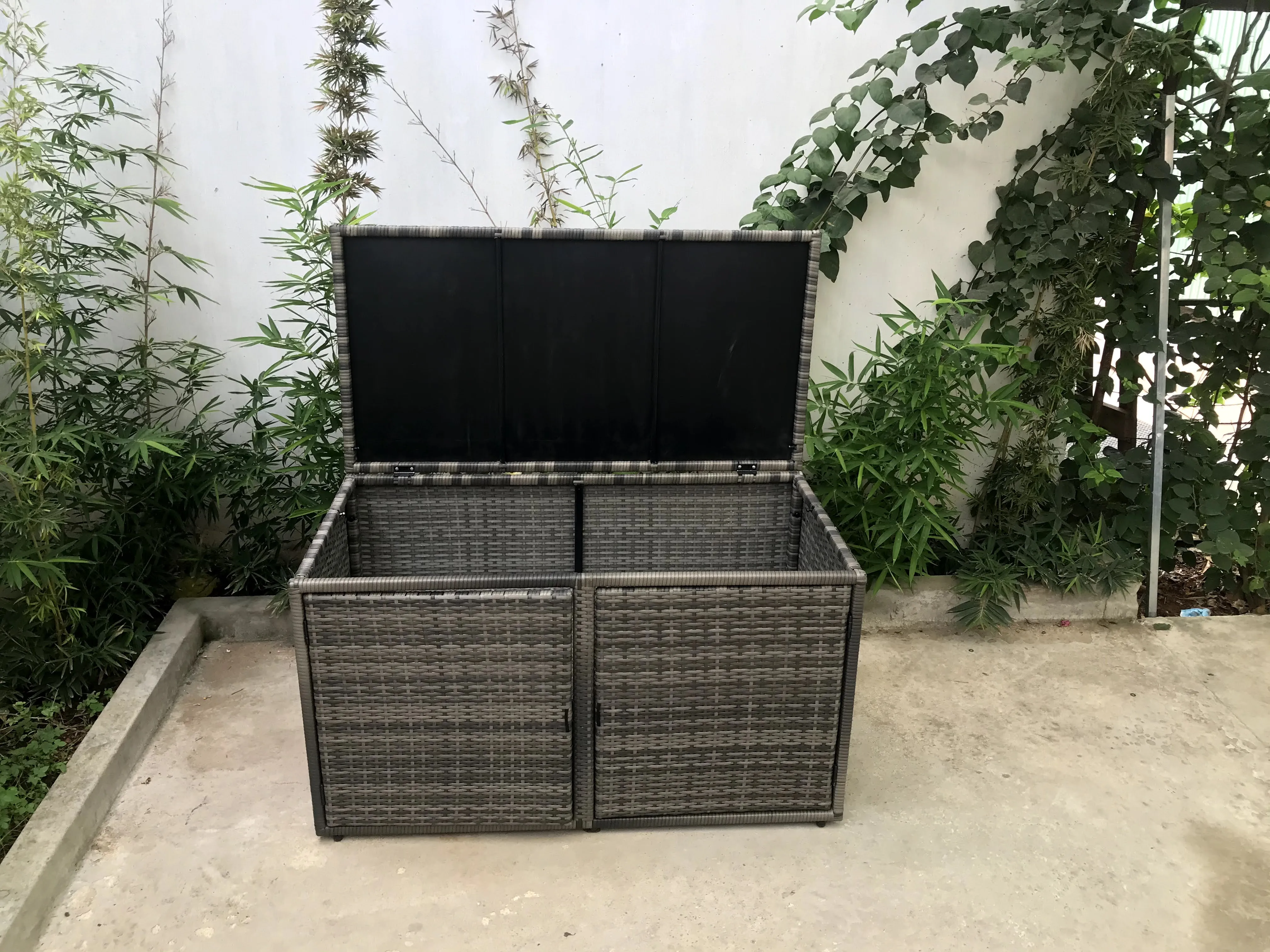 All-Weather Outdoor Garden Set Gray All-Weather Wicker Patio Storage ...
