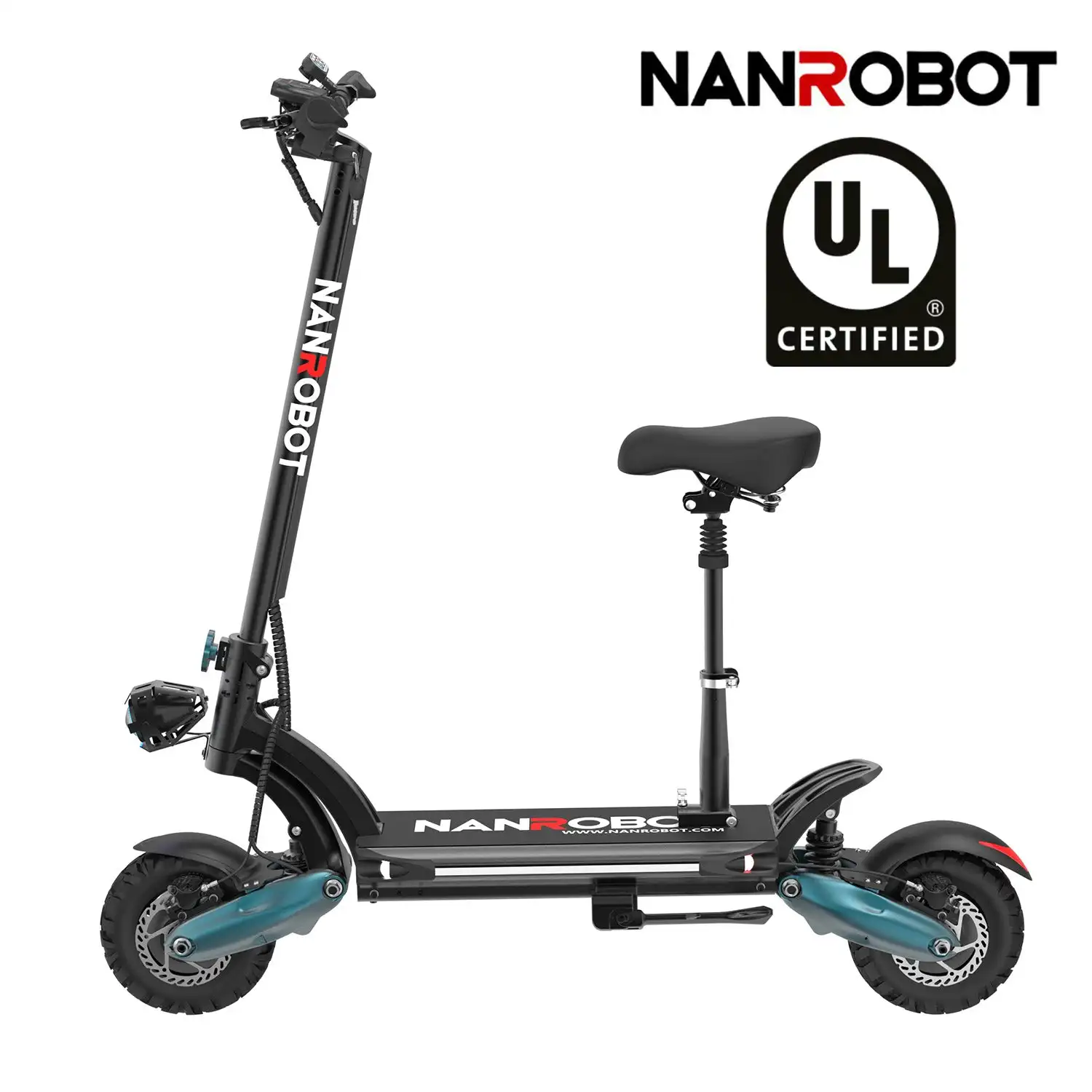 For NANROBOT D6+2.0 Electrical Scooter Two-Wheel 10 Inch Wheels Max Speed 65km/h 1000W Motor Power Range 60km per Charge Load 15