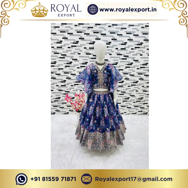 Royal Export  Designer Heavy Fox Georgette  With Digital Print Work With Embroidered Kids  Lehenga  Ready to Wear Collection