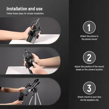 NEEWER Metal Telescope Phone Mount, 2.09"-3.54" Universal Cell Phone Mount for Spotting Scope Telescope Microscope Binocular product image