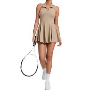 Workout Running Sling Tennis Wear With Built in Bra and Shorts Pocket Slim Fit Outdoor Casual Sports Golf Athletic Tennis Dress