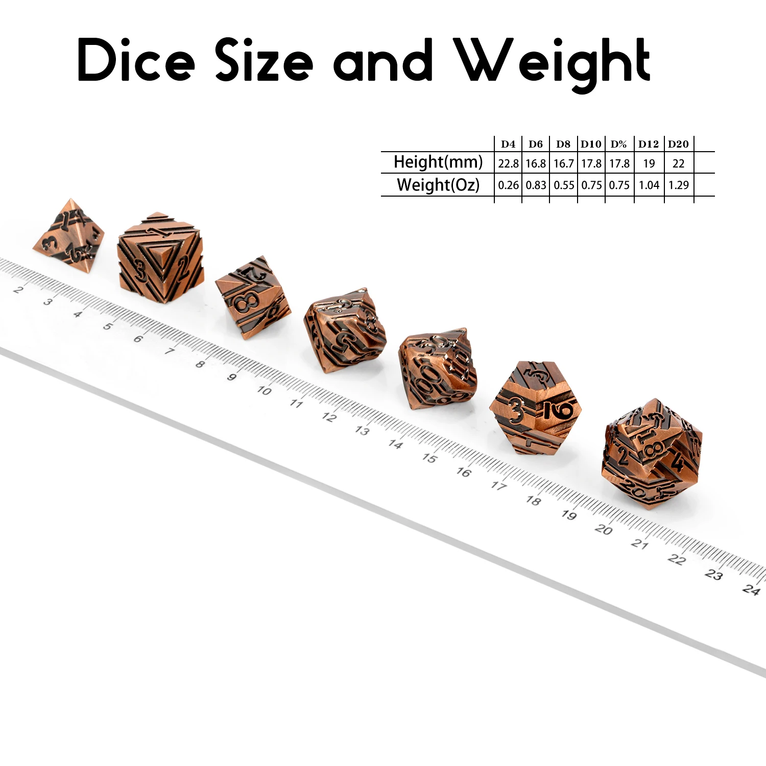 Factory Wholesale Stripe Metal Dice Set,7 Pcs Zinc Alloy Dnd Dice Set