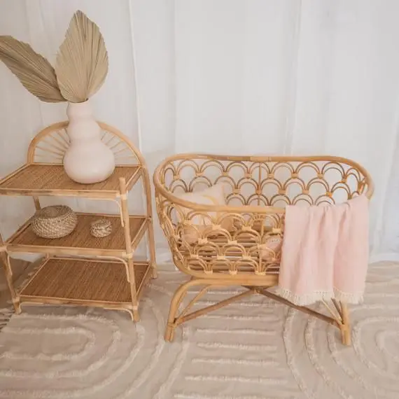 New Design Decorative Baby Rattan Crib Made In Vietnam Natural Handmade