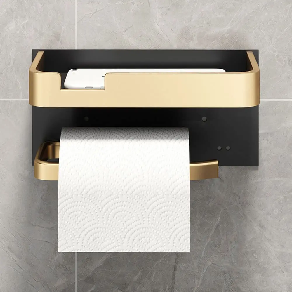 Toilet Paper Roll Holder With Shelf Aluminum Toilet Paper Dispenser No