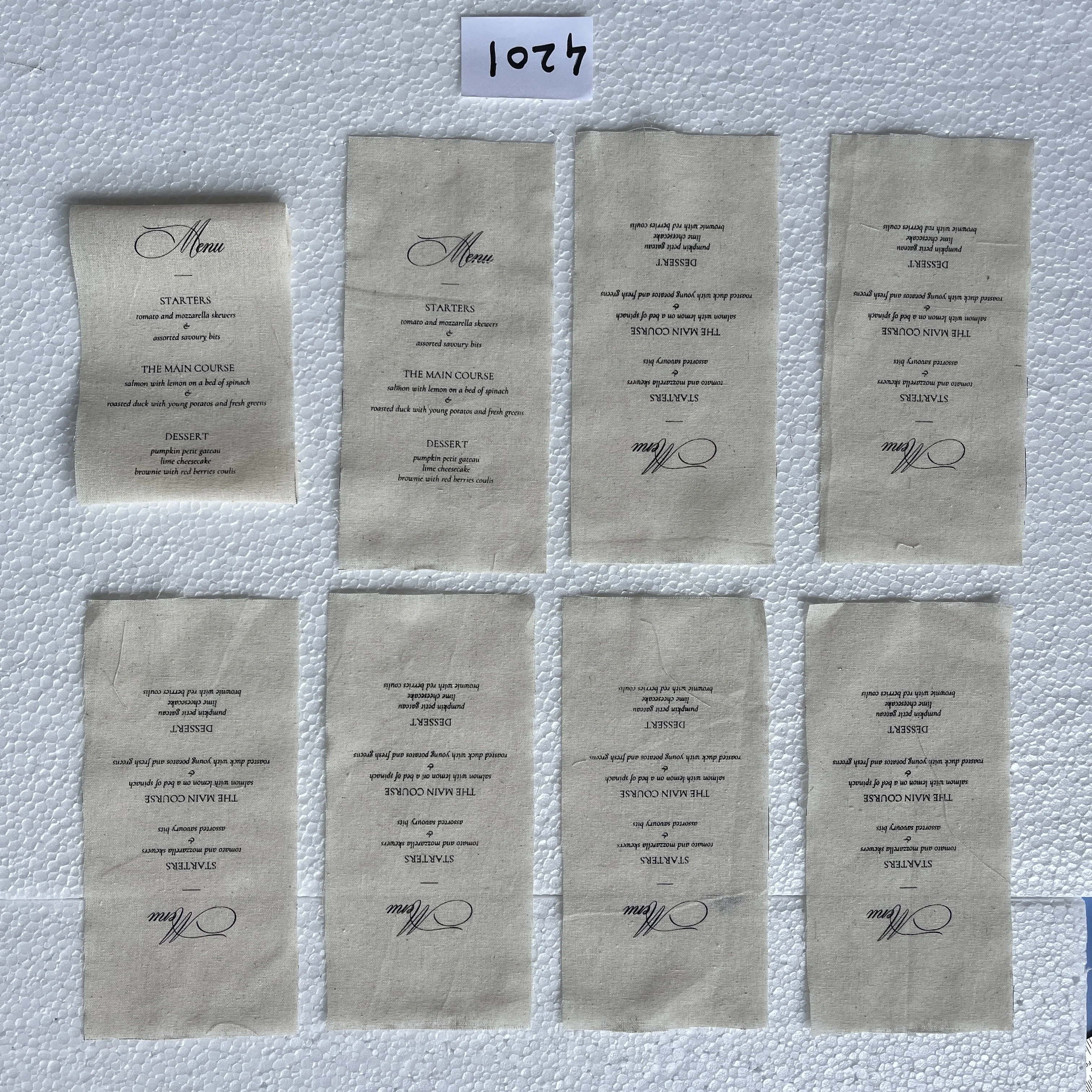 Custom Made Menu Cards Muslin Cloth Ideal for Wedding Printed on 100% Cotton Paper Flower India Artificial Invitation Card