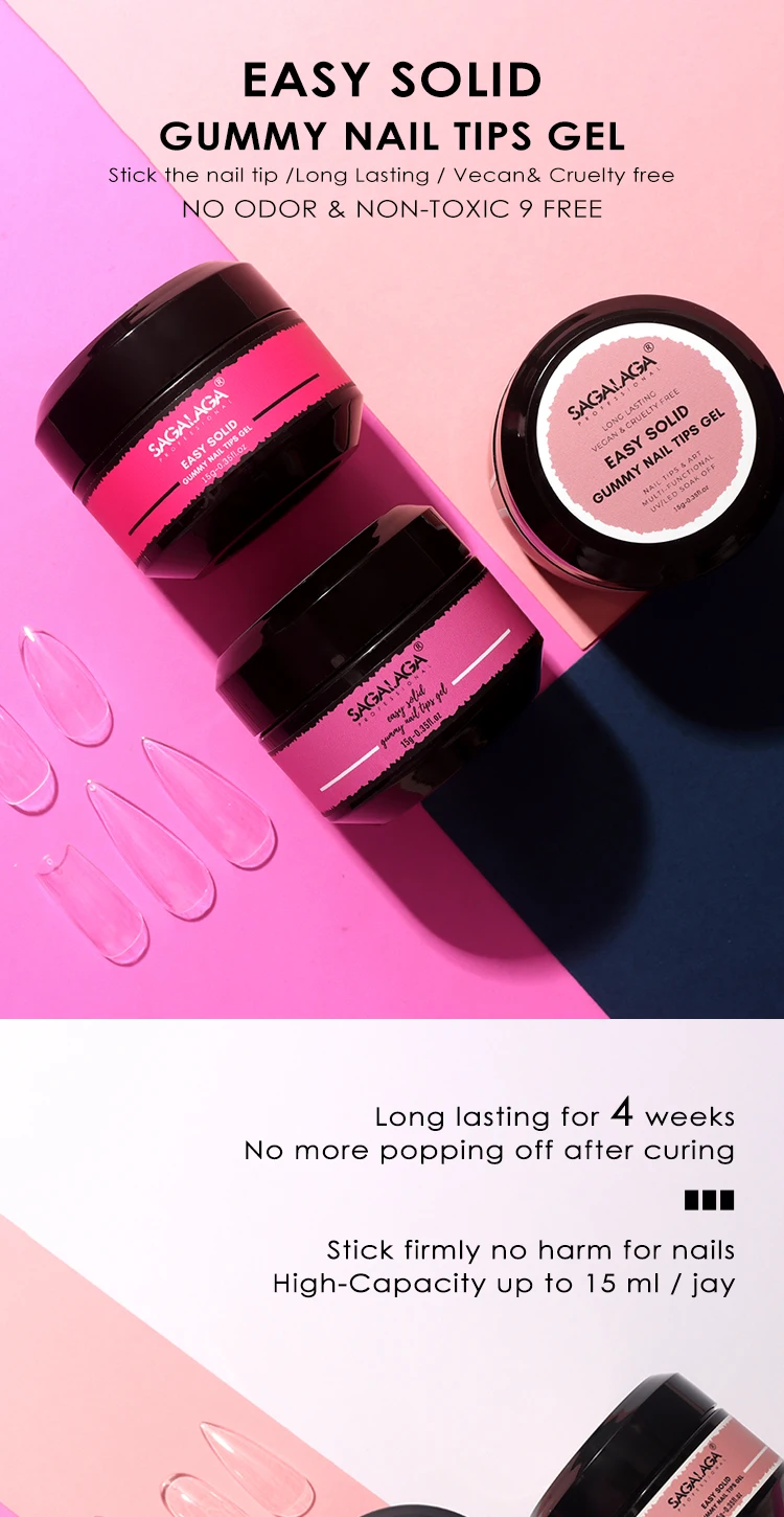 Private Label Solid Nail Glue Gel For Soft Gel Nail Tip Full Cover