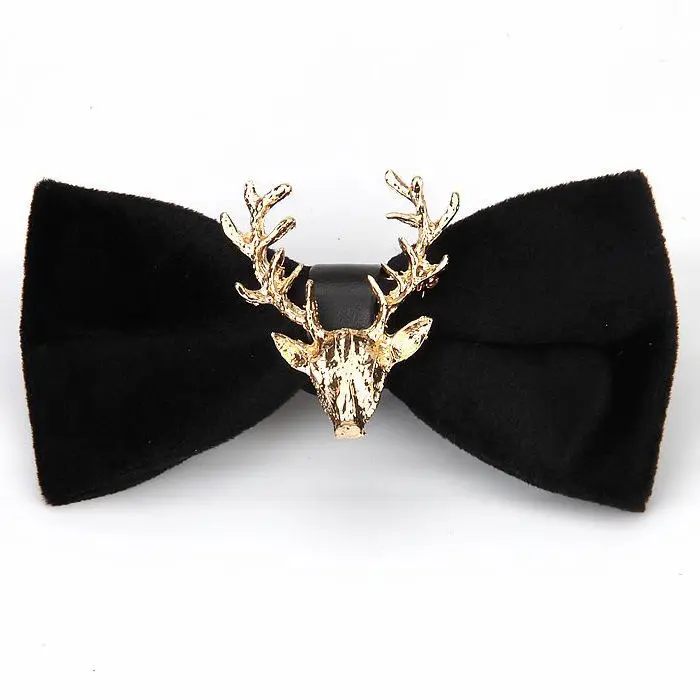 Plain Dyed Velvet Pre-Tied Christmas Bow Tie with Needle Detection for Party and Festive Style