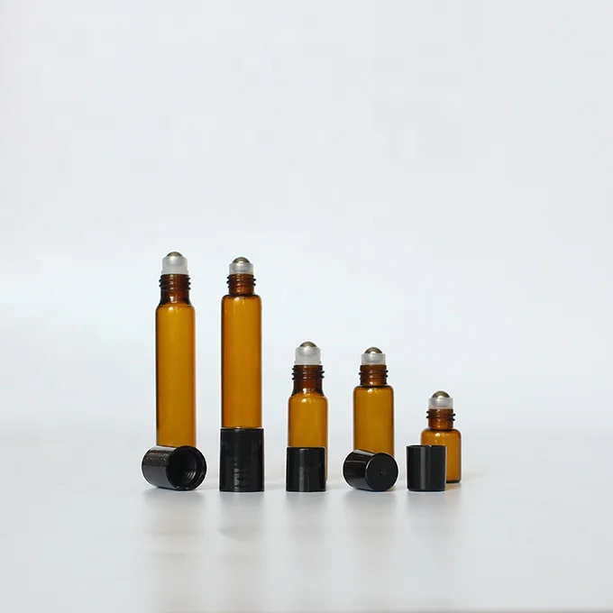 Amber glass bottle  10 ml perfume bottle  essential oils cosmetic Jars empty roller ball on bottles