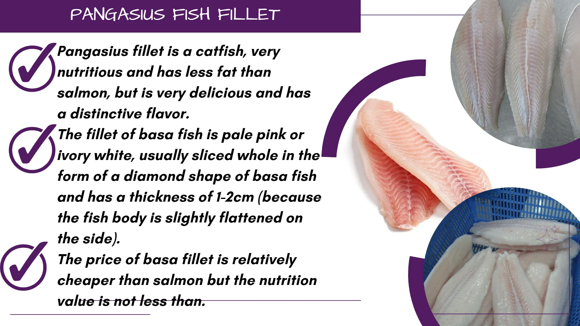 Best Organic Catfish Fillet Natural Feature Pangasius Basa Fish Fillet