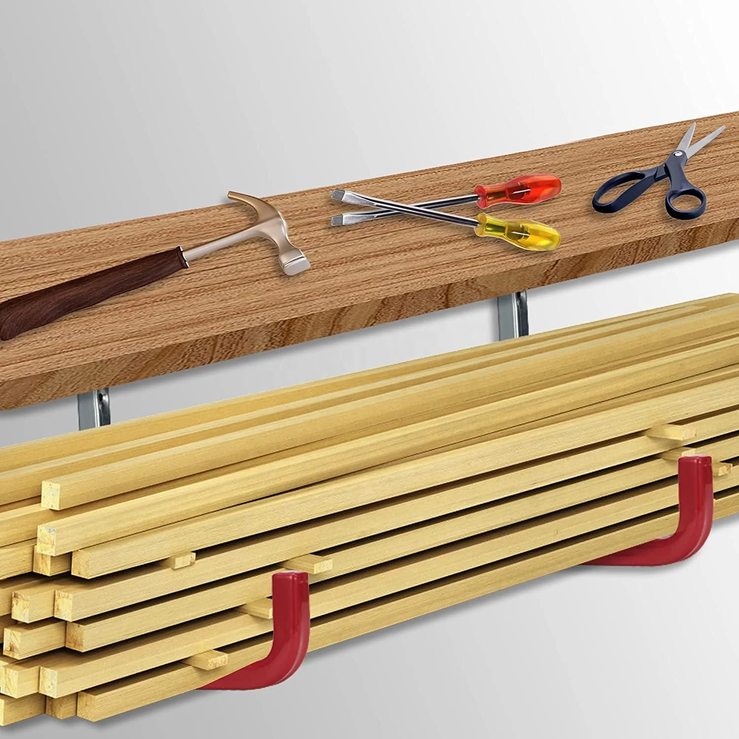 Faankiton Set van 4 wandhaken voor garage, zware belasting, dubbele haken, garage, opberghaken voor het organiseren van ladders, slang, fietsen