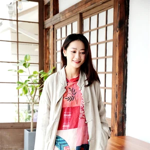 Women's Latest Plain Dyed Linen Cardigan Maxi Dress Long Sleeves Loose Casual Plus Size Anti-Static