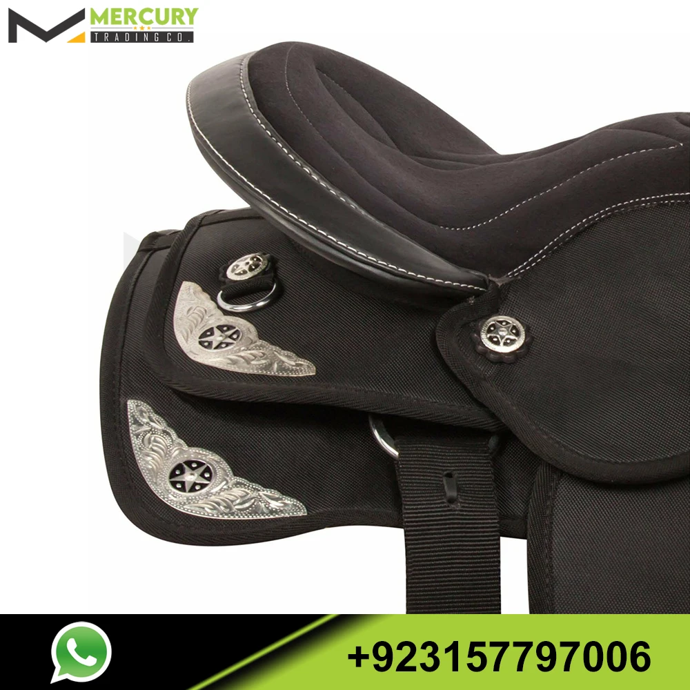 Selle Western Ridex Barrel Confortable – Taille 15 Pouces – Noir/Violet – Synthétique