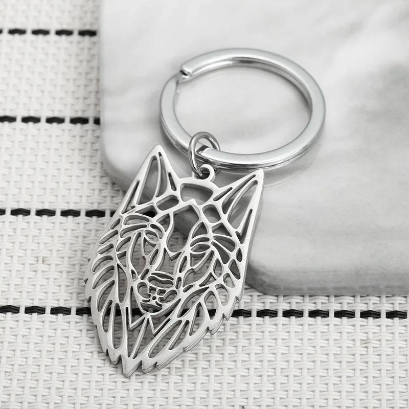 Hollow Stainless Steel Wolf Head Keychain,Animal Hollow Pendant ...