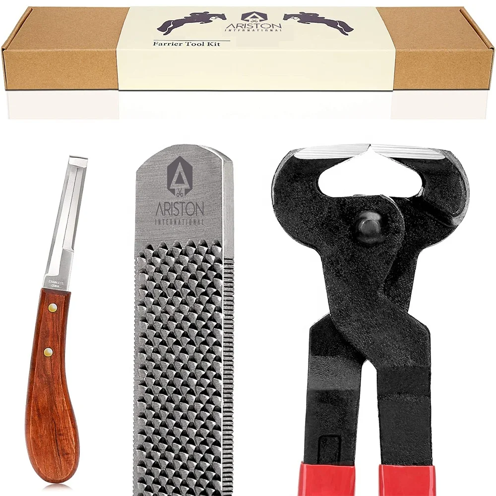 Professional Farrier Tool Kits Hoof Rasp Hoof Nippers Hoof Knife 3 in 1 for Farriers, Veterinarians, and Horsemen Ariston