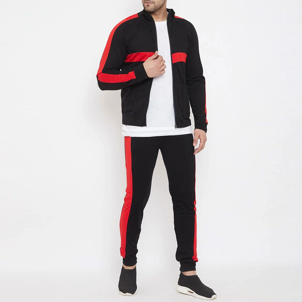 Black Color Men Zip Up 2024 Tracksuit Custom Made New Arrival Whole ...