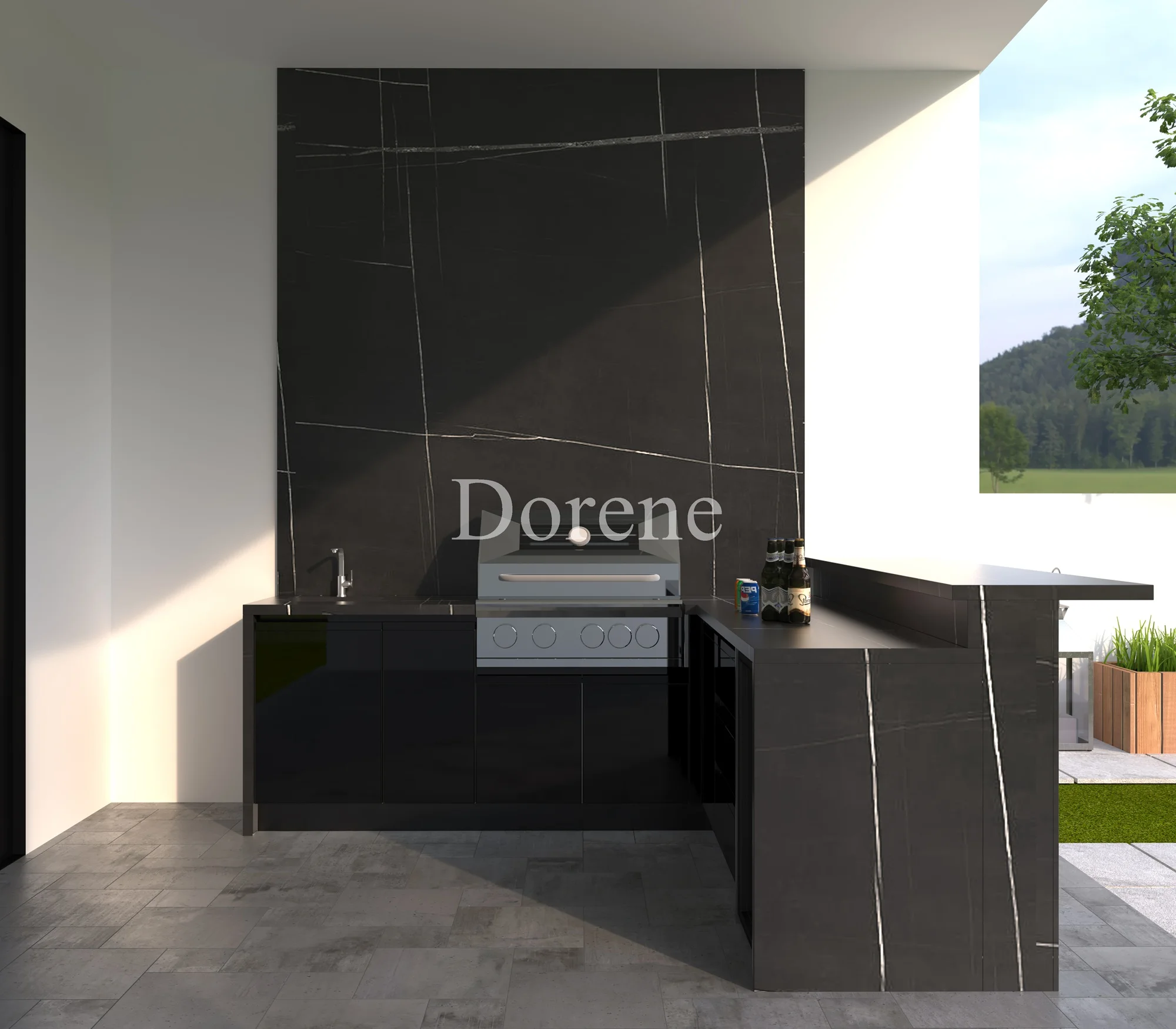 2024 Hot Sale Dorene High End Complete Outdoor Play Kitchen with Bbq Equipment
