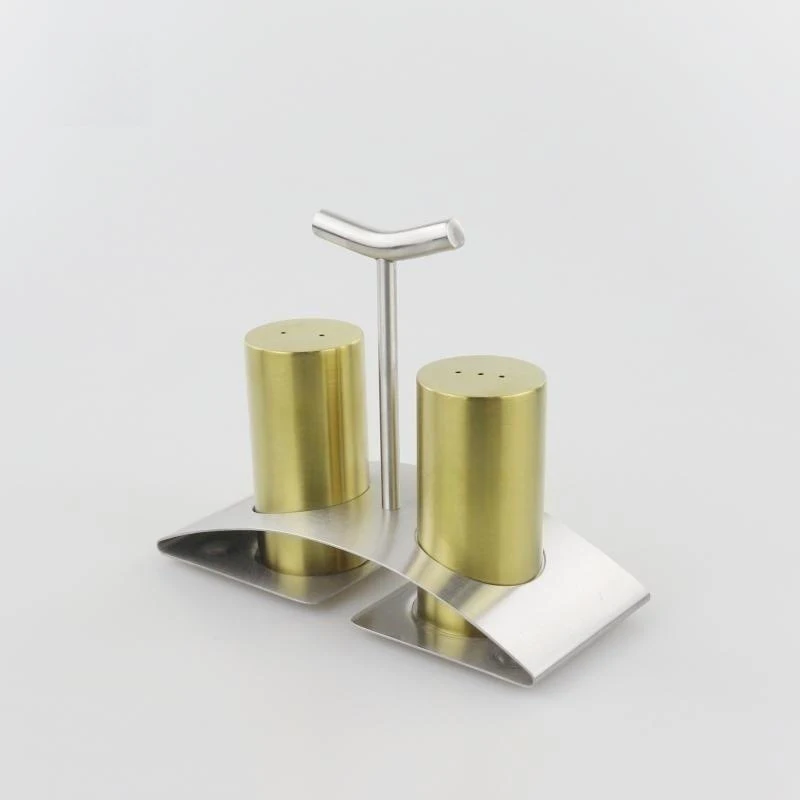 Modern Stainless Steel Salt And Pepper Shaker Set With Stand