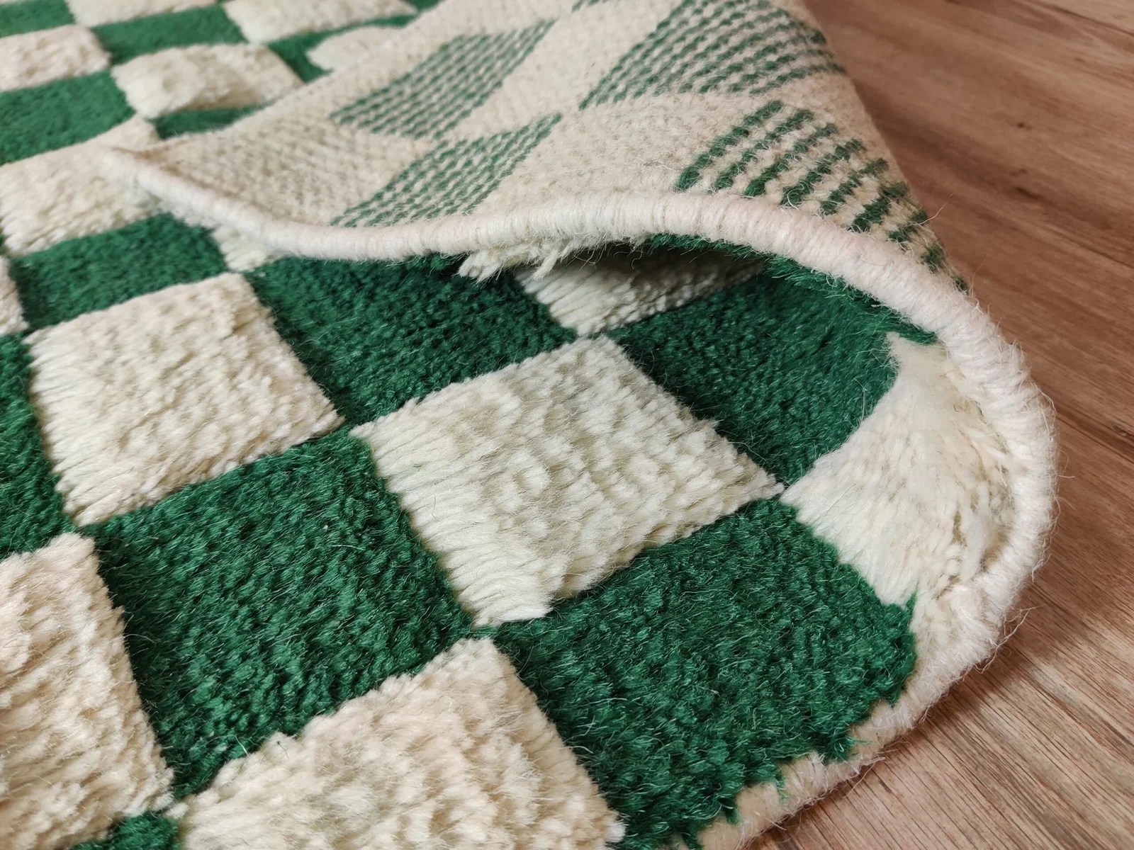 Custom Made Green & White Checkerboard Wool Area Rug Tufted Home Decor Bedroom Runner Carpet Checkered Mats & Carpets