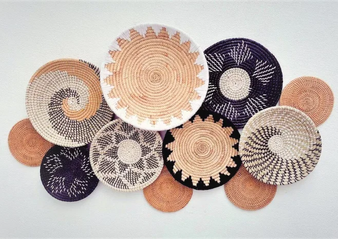 Wholesale Assorted Set of 11 African Baskets Rwanda Basket Chocolate Terracotta Wall Hanging Wall Decor