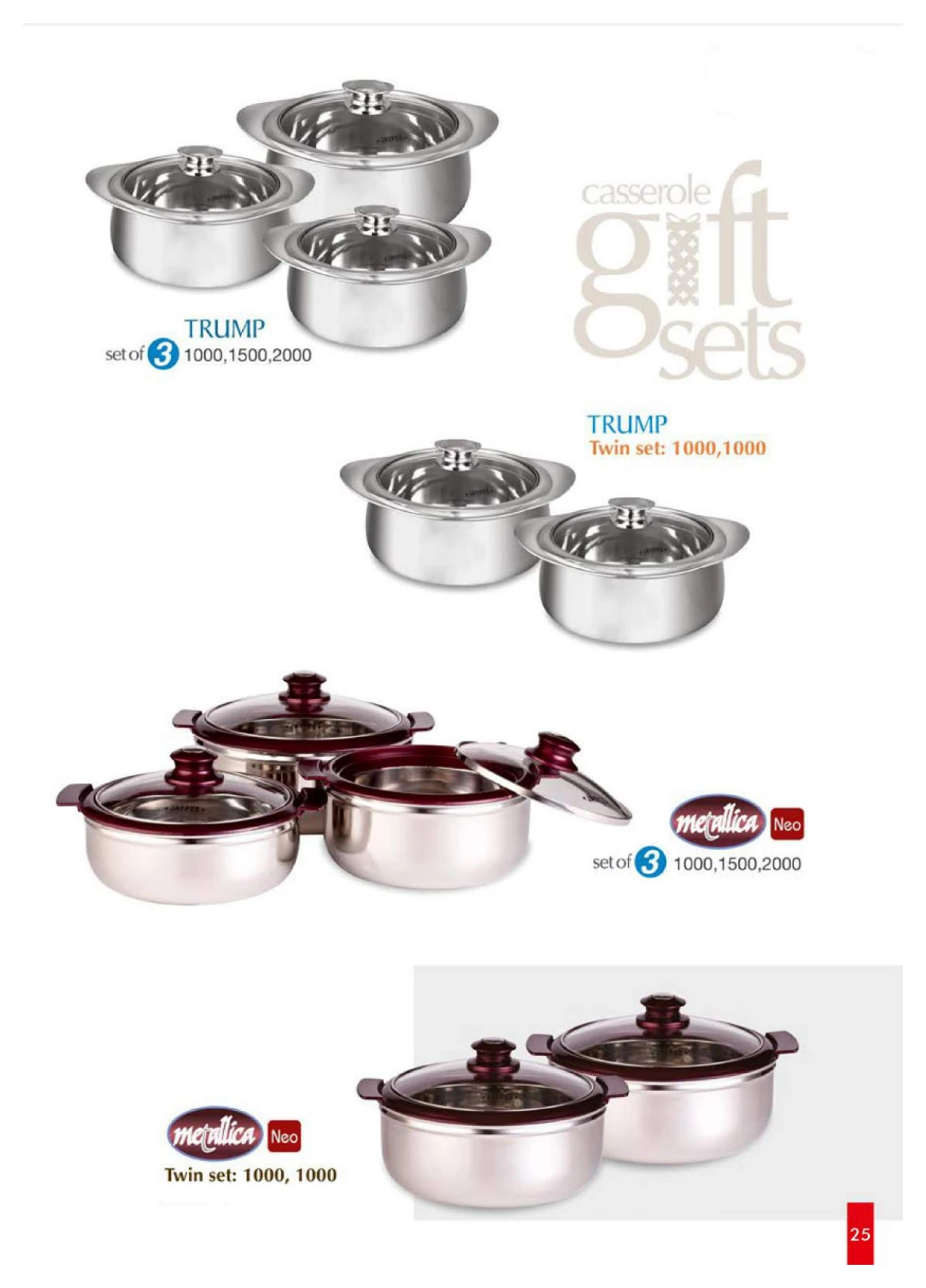 Steel Cookware Set 3 Pcs Casserole Cooking Pot Set  Plastic with Stainless Steel Hot Pot 3 Liter 2 Litre