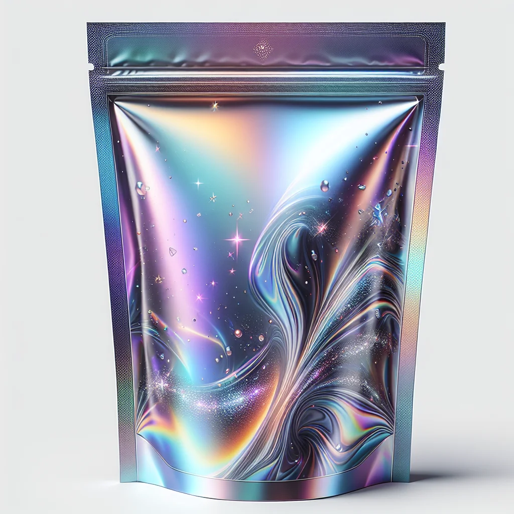 Custom Laser Foil Front Side Transparent Cosmetic Holographic Mylar Zipper Bags With Window