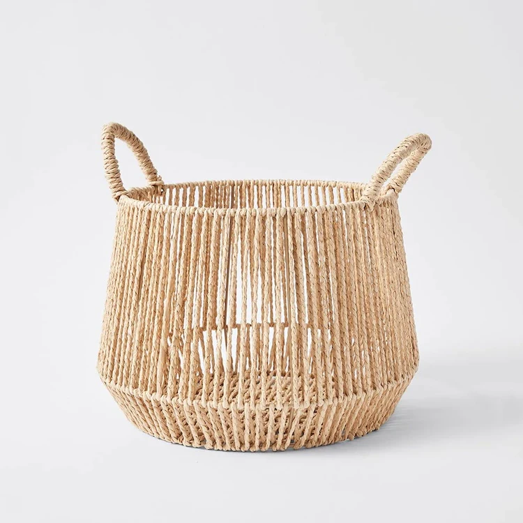 New Design Natural Small Round Straw Storage Basket Closet Storage And