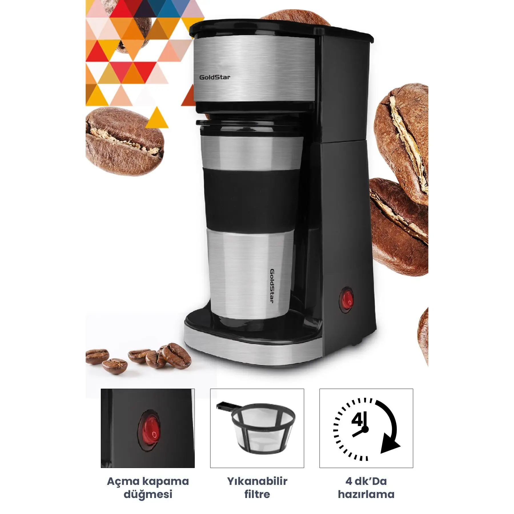 Bpa Free Personal Filter Coffee Machine With Stainless Thermos Cup