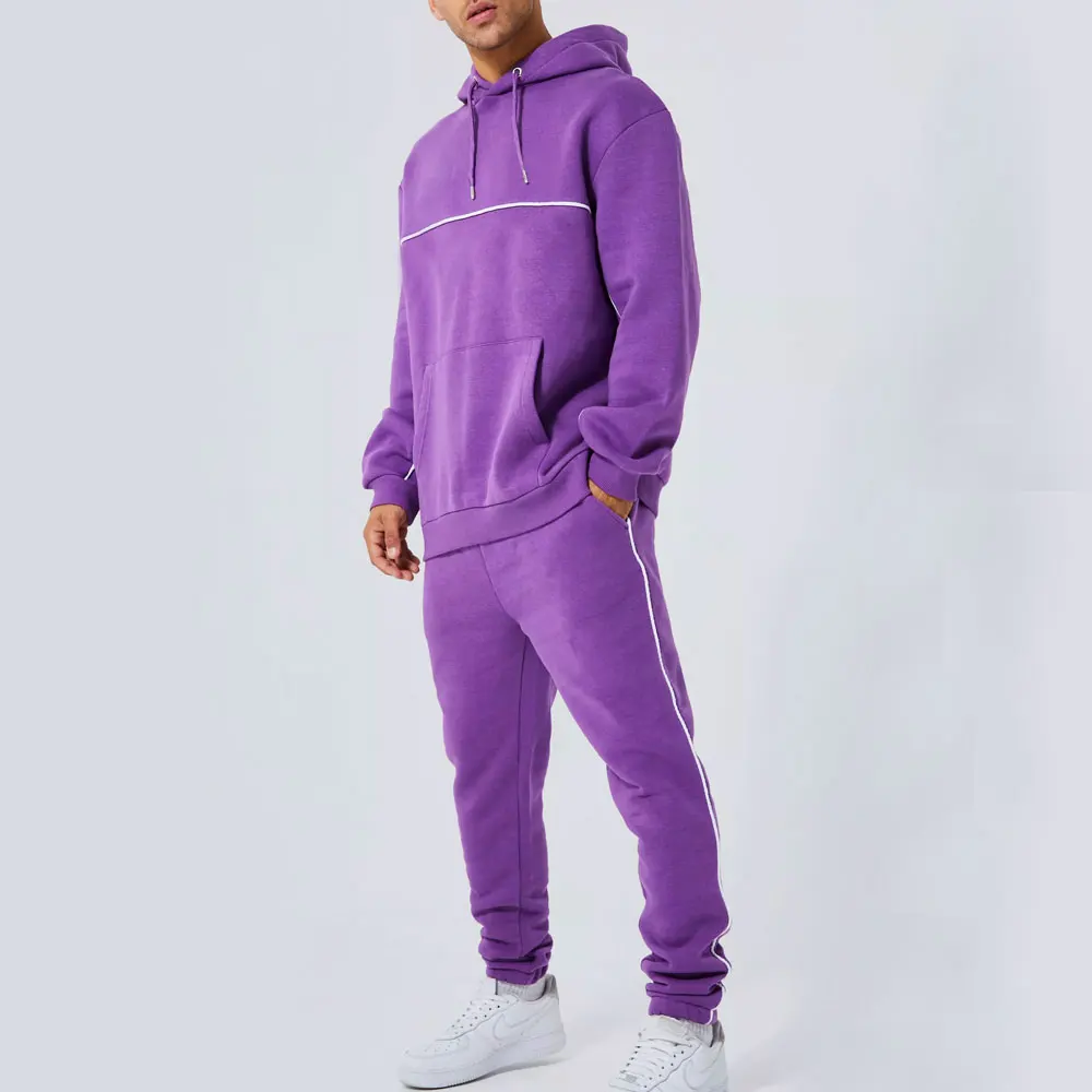 Purple Color Simple Plain Men Tracksuit Customized Size And Logo Men