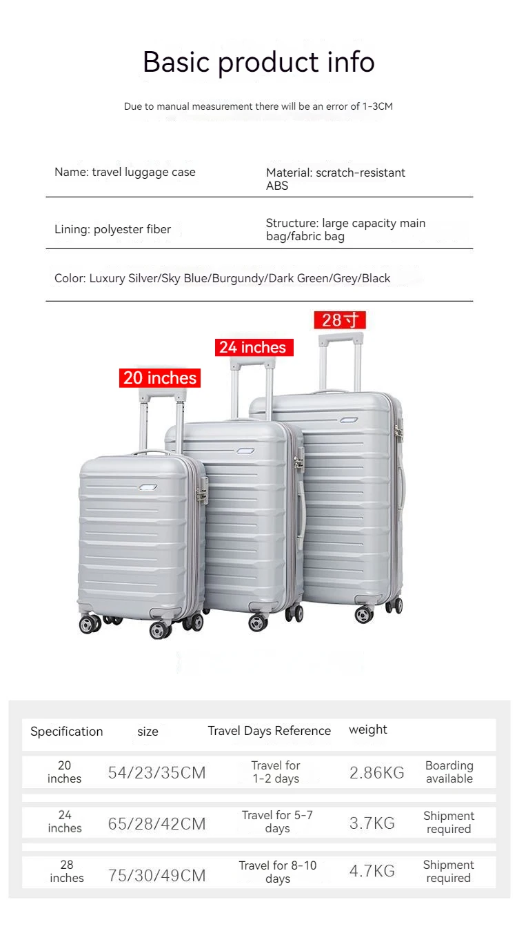 Newest Trolley Case Luggage Travel Bags And Hard Suitcase Abs Carry On ...