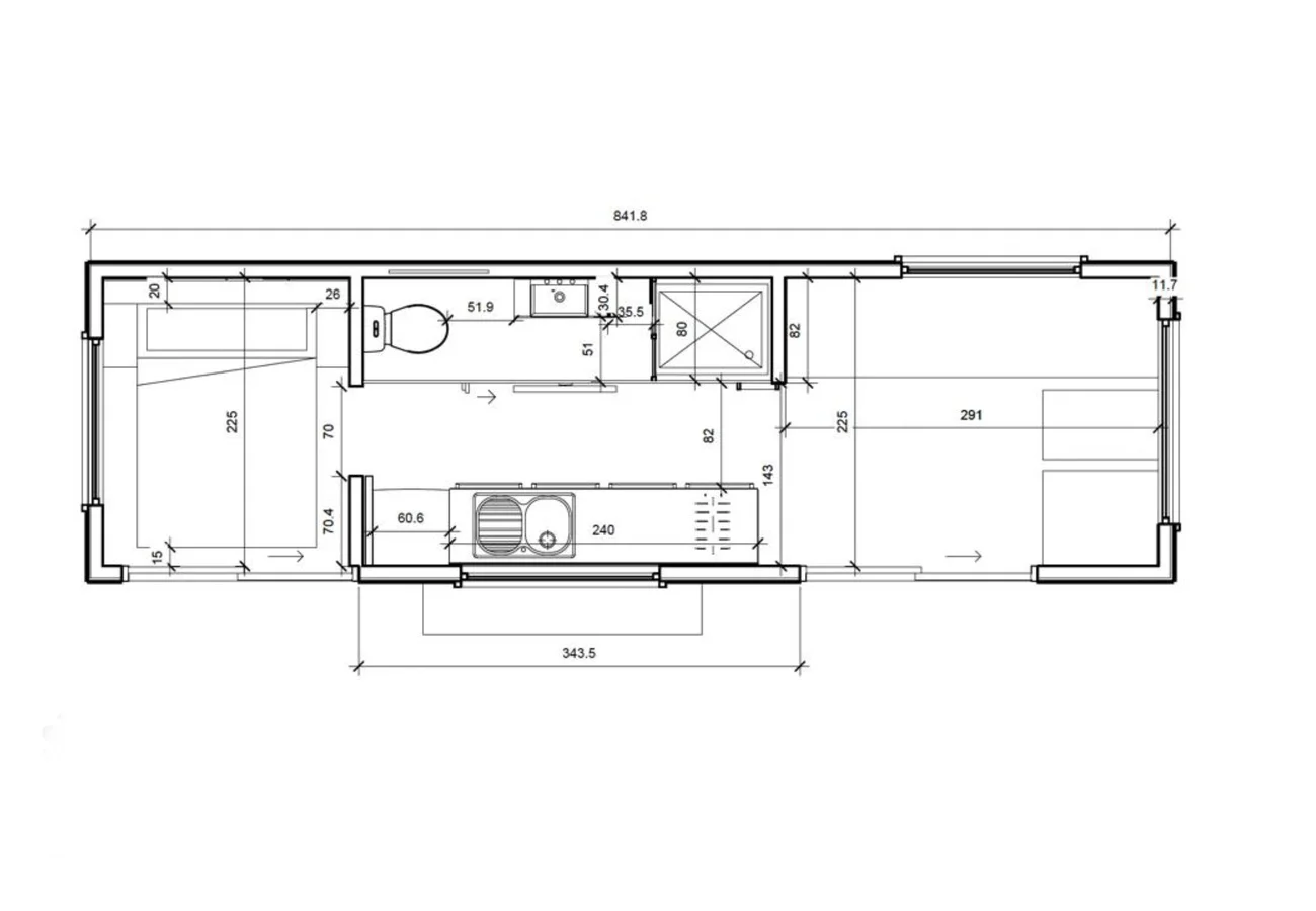 2+1 Family Tiny House 255cm X 720cm X H400cm Premium Quality Prefab