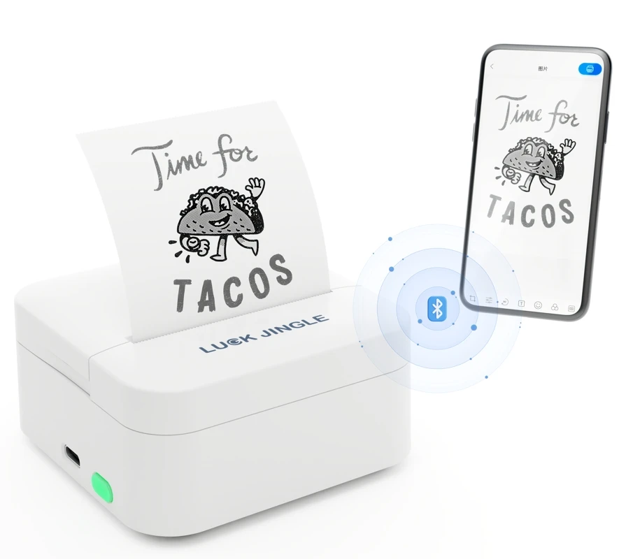 LUCK JINGLE Thermal Portable Mini logo Printer for Student Memo Journal Dairy Printing
