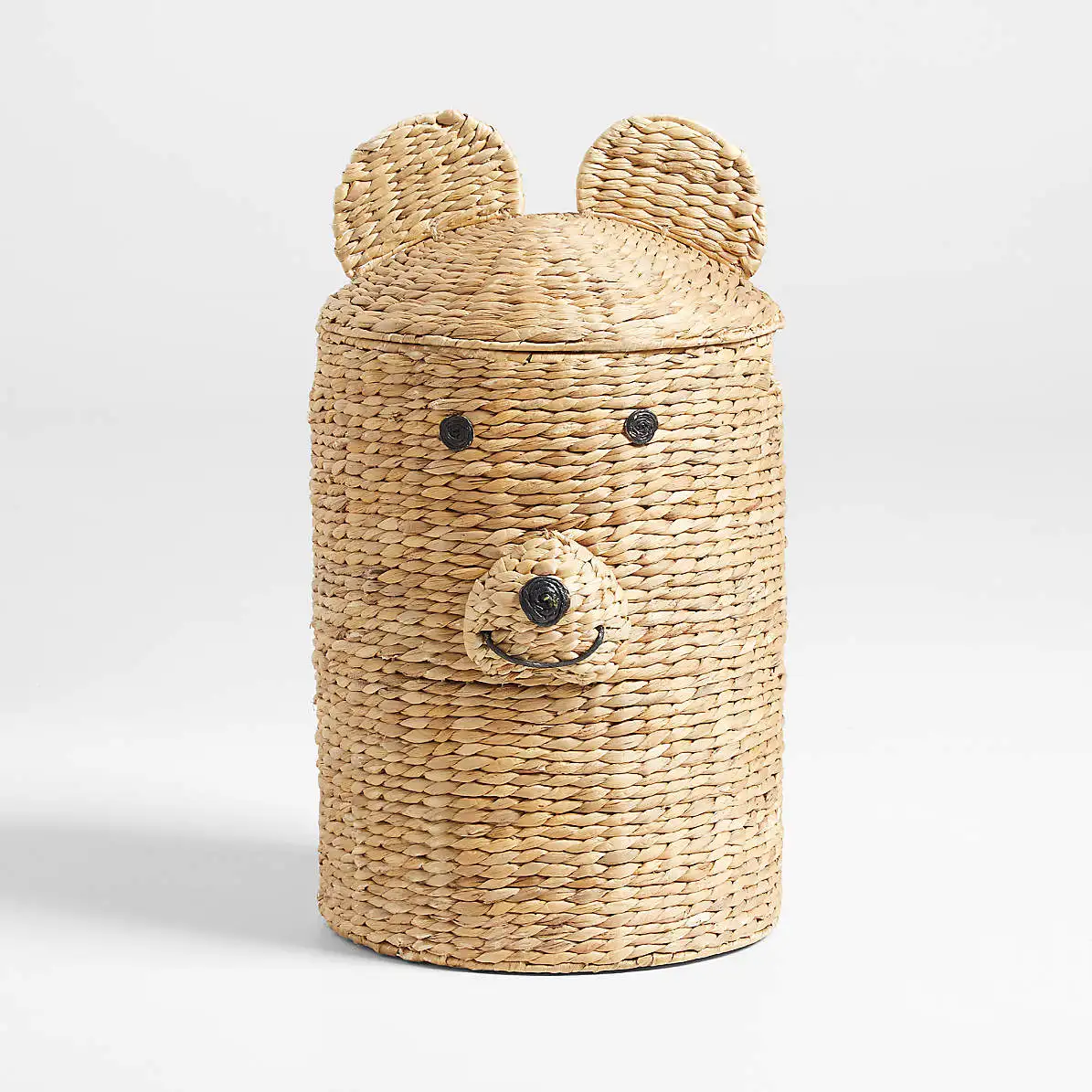 Cute Water Hyacinth Basket Bear Shaped Storage Basket With Lid Woven