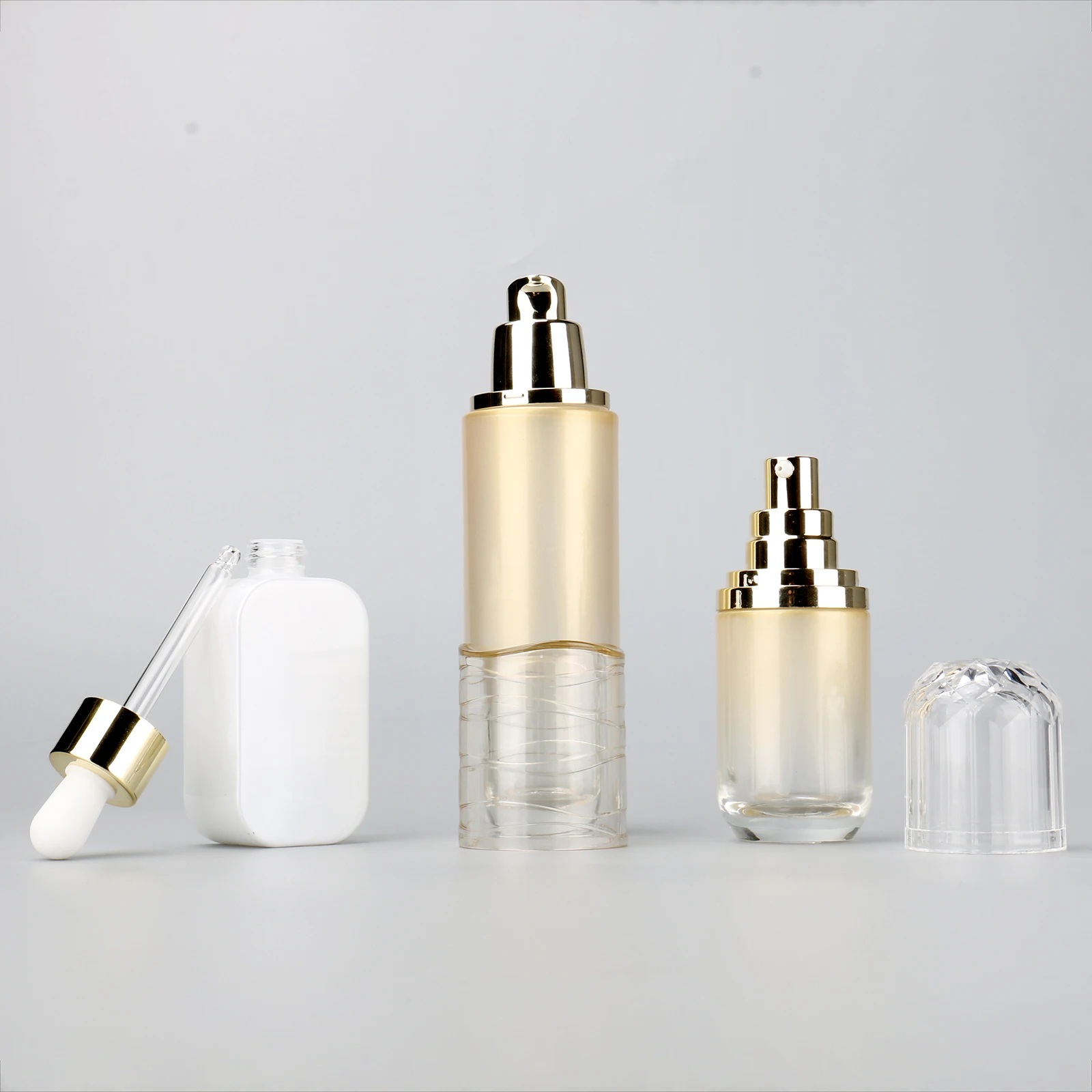 Luxury Skincare Serum Bottle Gold 40ml 100ml Cosmetic Glass Essential