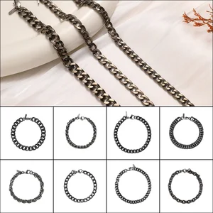 Stylish Titanium Man Curb Chain Bracelet for Minimalist Fashion Lovers Link Design Titanium Bracelet Titanium Chain