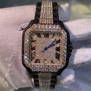 Best Quality Business VVS Moissanite Diamond Glass Watch White Gold Stainless Steel New Water Resistant Automatic Iced Luxury