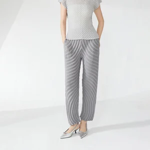 New Arrival 2025 Miyake Pleated Pants Summer Women's Casual Pants Designer Trousers Wide Leg Pants
