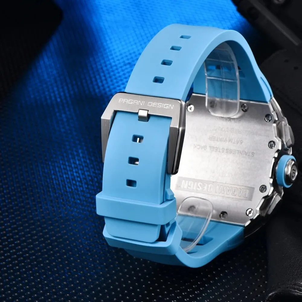 PAGANI DESIGN YS011 New 40MM Barrel Hollow Fashion Casual Men's Quartz Watches Sapphire Glass Quartz Watches Chronograph Clock