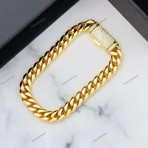 Custom Order Gold Yellow Plated Plain Miami Cuban Hip Hop Bracelet Sterling Silver High-quality Anniversary
