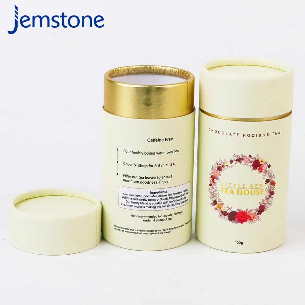 Free Design CMYK Printing Cylindrical Paper Tube Cardboard Tube Packaging for CHOCOLATE ROOIBOS TEA