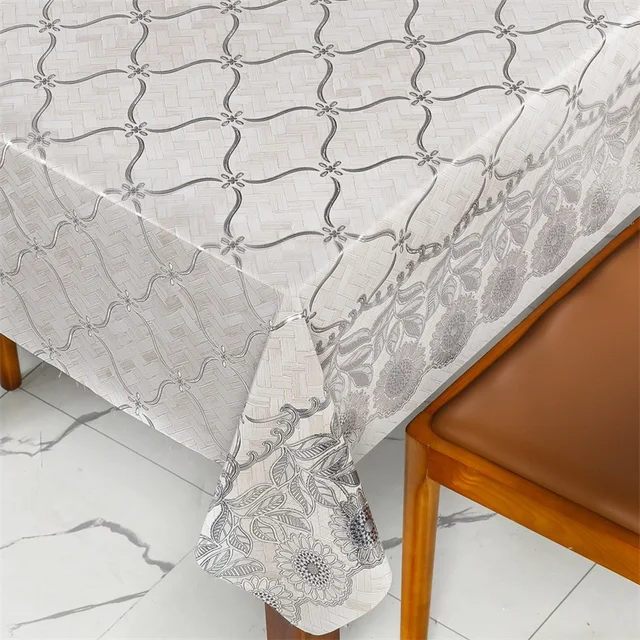 Custom Luxury  PVC Tablecover Wipe-Clean Square Tablecloth for Home Weddings and Parties Available in Roll