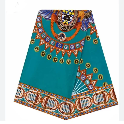 Customized African Wax Prints Kitenge and Ankara Fabric 100% Cotton Blue Fabric for 6 Yards