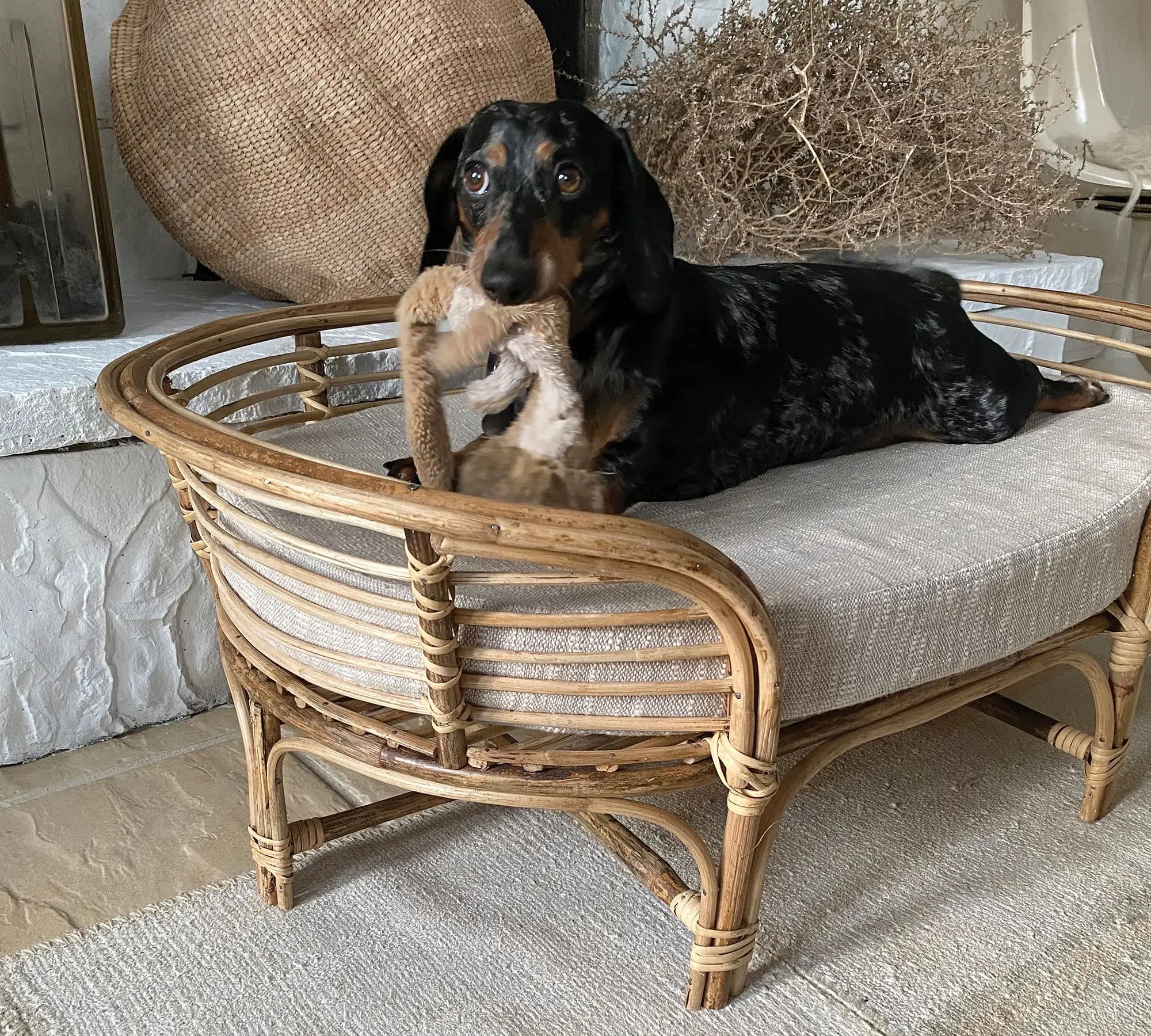 Pet bed DKD Home Decor 55 x 50 x 55 cm Natural Rattan