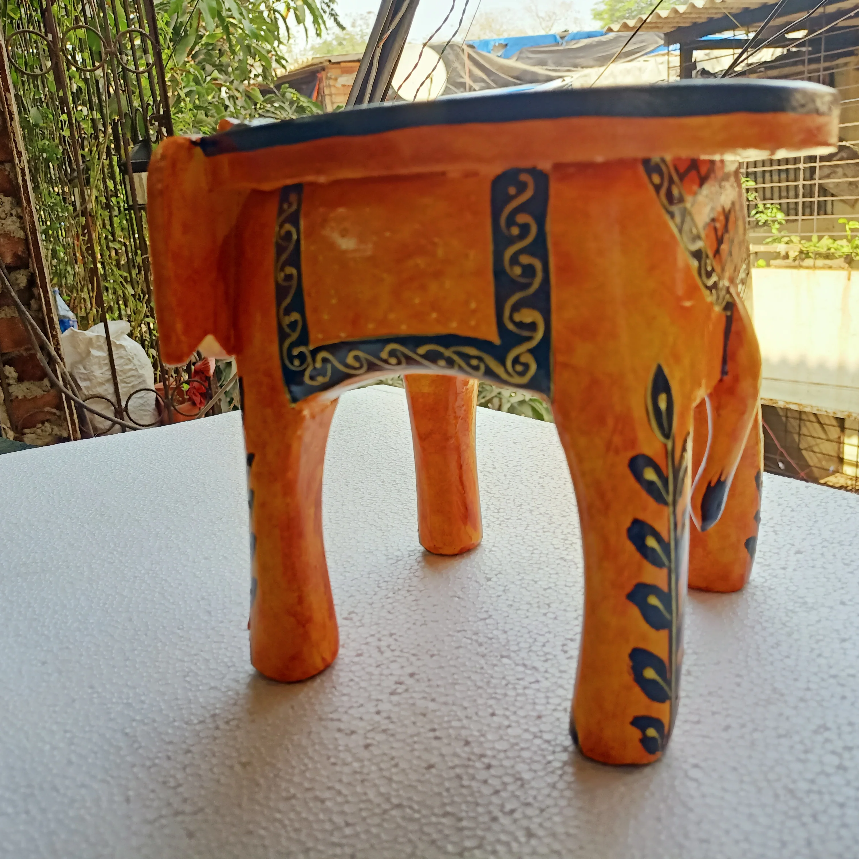 Custom Made  Wooden Hand Painted Elephant Stands Ideal for Use by Home Decoration Stores for Resale