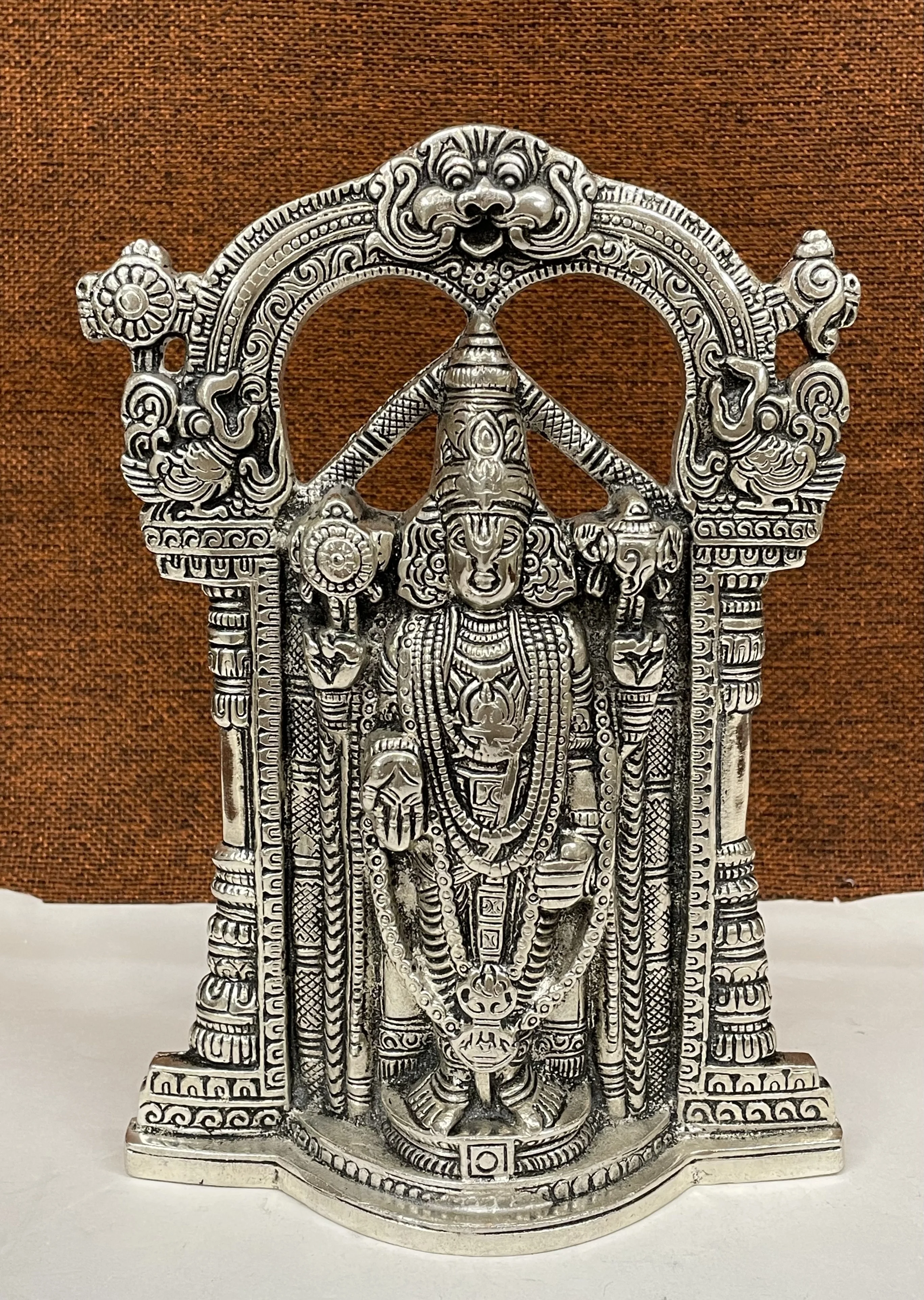 Hand Crafted Lord Tirupati Balaji Venkateswara Brass Statue for Home Temple Office Desk or Shop Puja Ghar for Worship