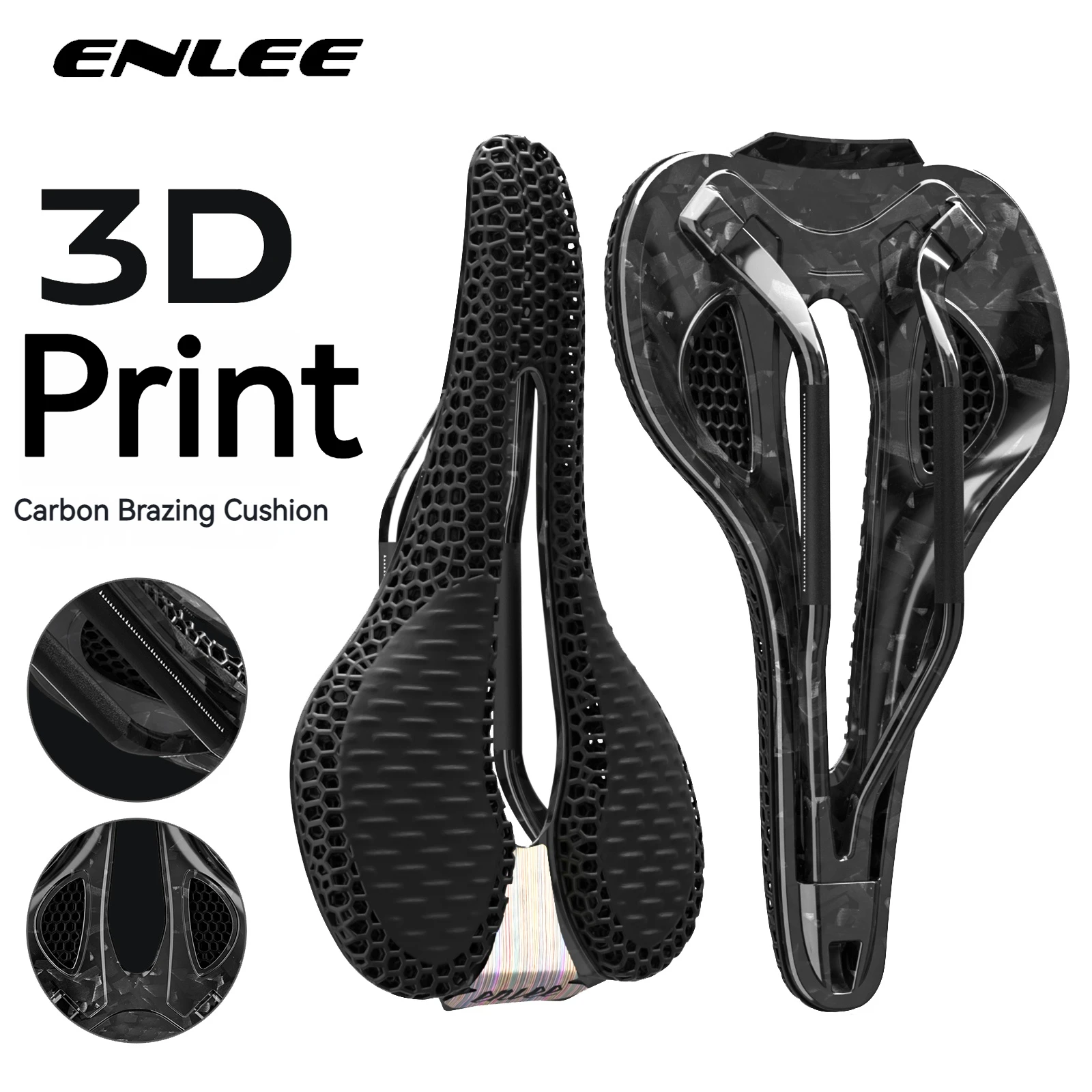 ENLEE 3Dプリント サドル カーボンベース　超軽量160g M5 ENLEE Bicycle 3D Printed Saddle - Comfort & Durability