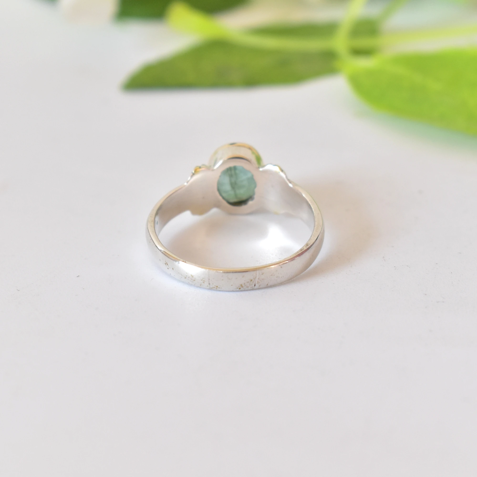 925 Sterling Silver 18K Gold Plated Oval Cut Emerald Gemstone Vintage Bezel Setting Ring